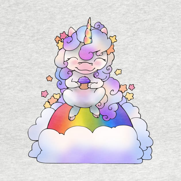 Kawaii Unicorn Cupcake Cloud (and Rainbow!) by LyddieDoodles